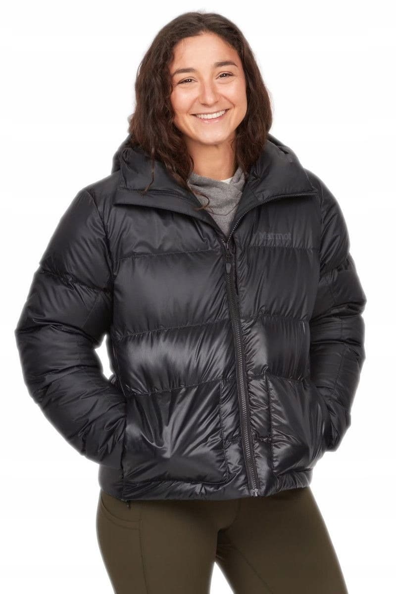 Kurtka puchowa z kapturem Marmot Guides Down Hoody damska czarna rozmiar M