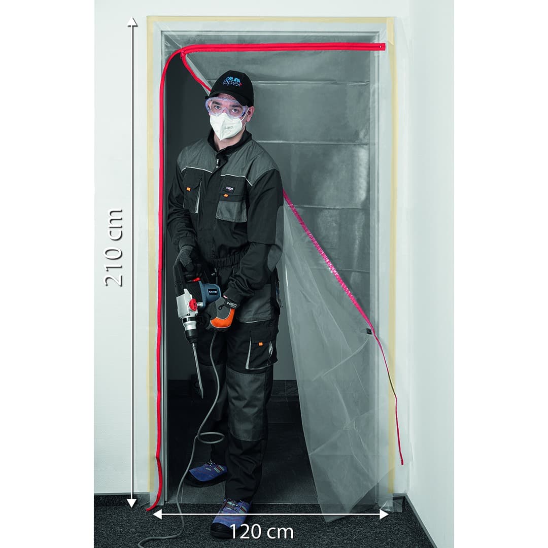 Kurtyna przeciwpyłowa NEO Tools z zamkiem "L" PE 1230 x 2240 mm