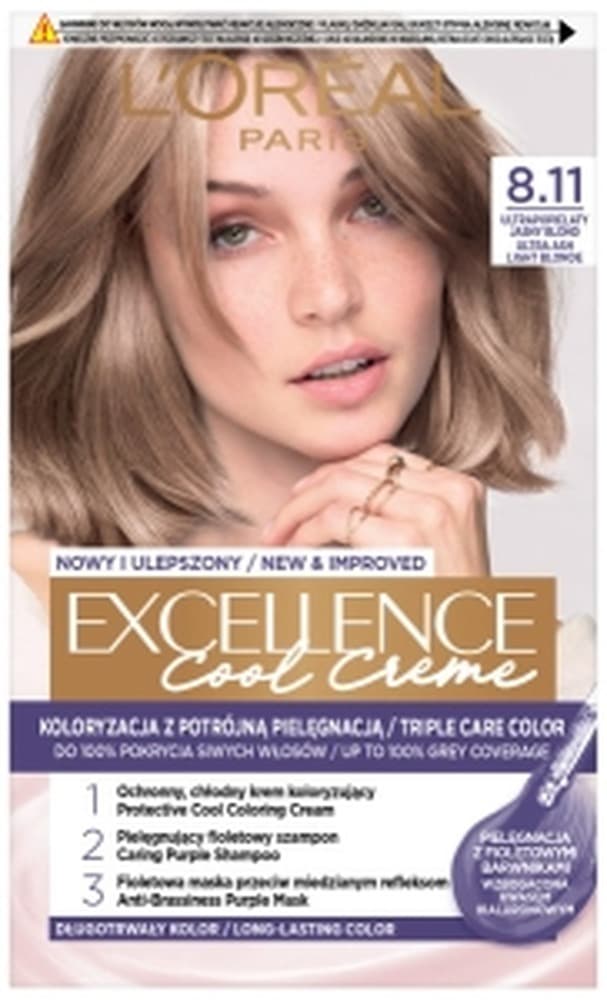 Excellence Farba do włosów Creme 8.11 Ultrapopielaty Jasny Blond L'Oréal Paris