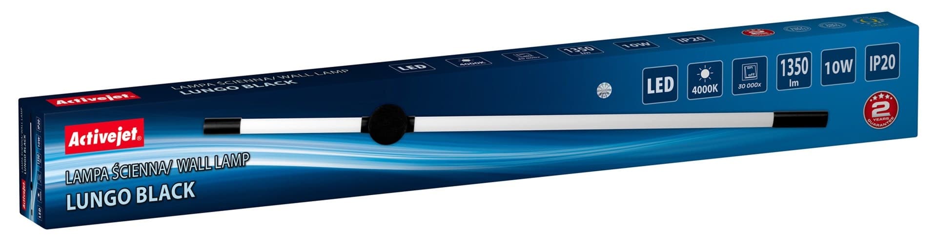 Activejet Lampa ścienna LED Lungo czarna