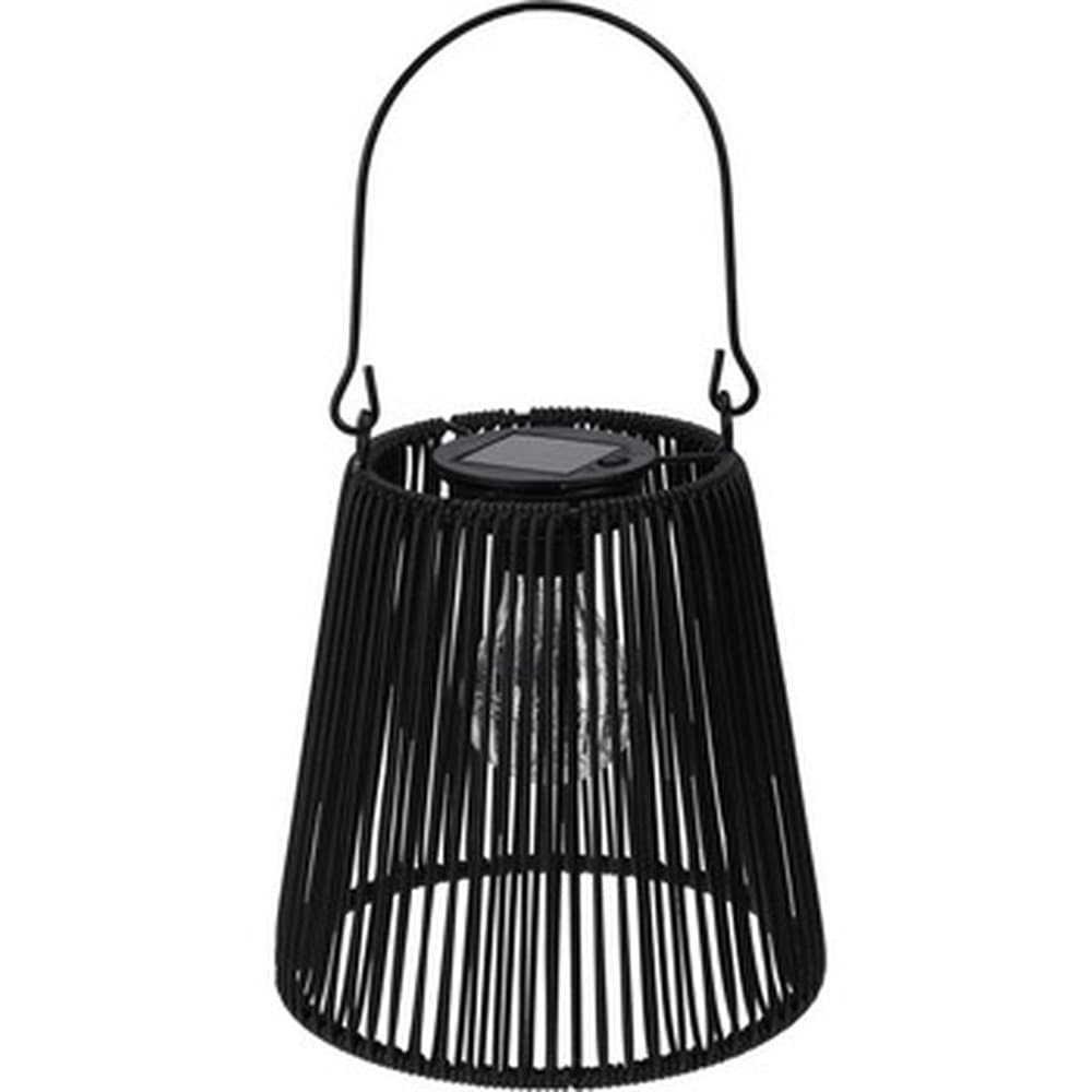 Lampion solarny czarny metalowy z oplotem PP