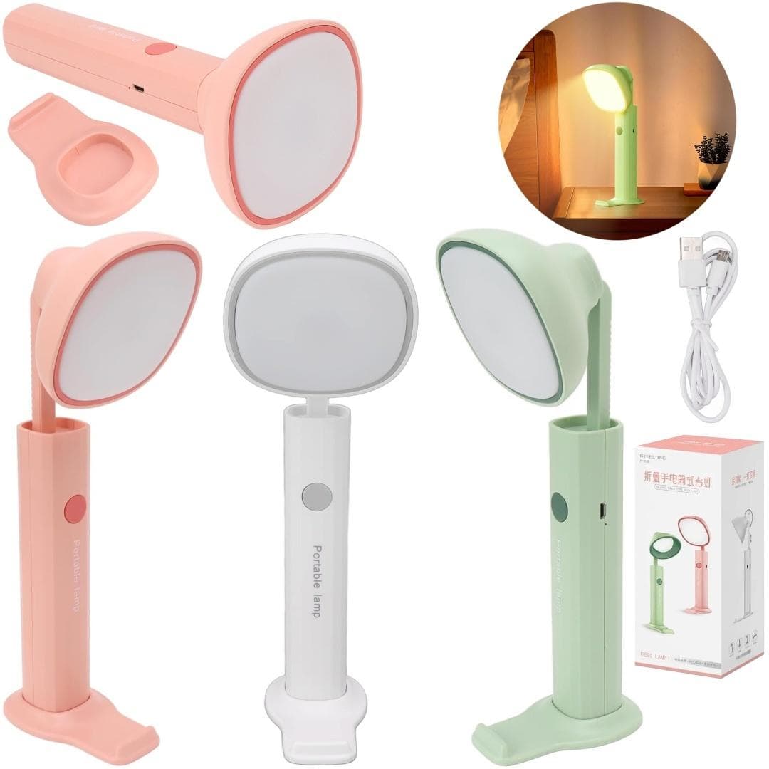 Lampka nocna LED 2w1 składana latarka biurkowa MIX kolorów