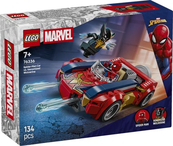 LEGO Marvel Super Heroes Wolverine jako Venom i samochód Spider-Mana zestaw klocków