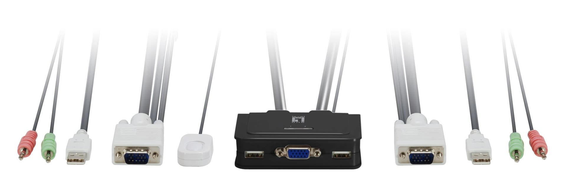 LevelOne KVM-0223 przełącznik KVM Czarny, 2 porty USB 2.0, VGA, audio