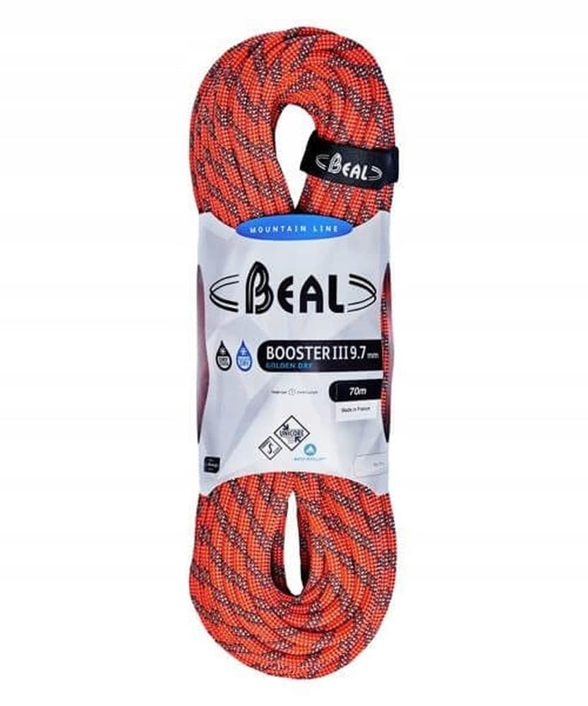 Lina wspinaczkowa Beal Booster III 9,7 mm 70 m Unicore Golden Dry - pomarańczowa