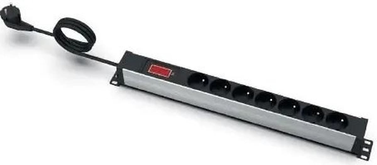 Listwa zasilająca 19" 7 gniazd z bolcem, amperomierz, kabel 3 m wtyk uni-schuko