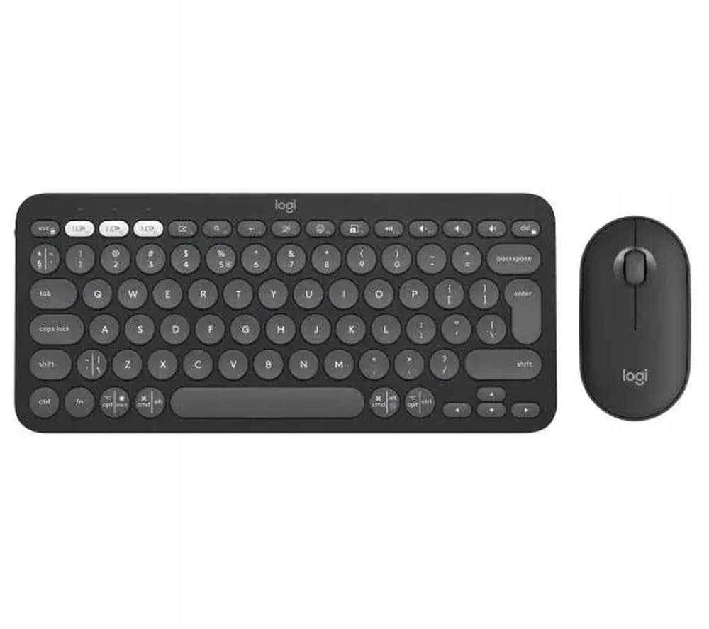 Logitech 920-012203 Klawiatura z myszką, Bezprzewodowa RF + Bluetooth, QWERTZ Niemiecki, Grafitowa