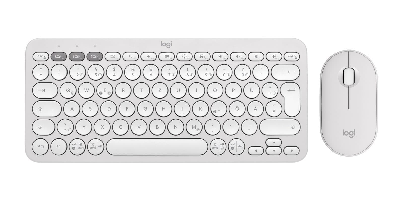Logitech 920-012204 Klawiatura z Myszka Bezprzewodowa Bluetooth QWERTZ (Niemiecki, Biały)
