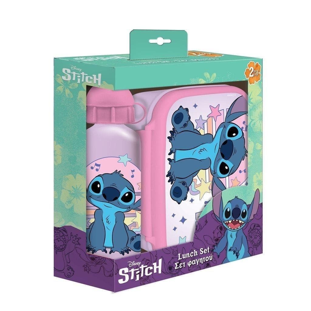 Lunch box Lilo & Stitch z butelką - zestaw śniadaniowy