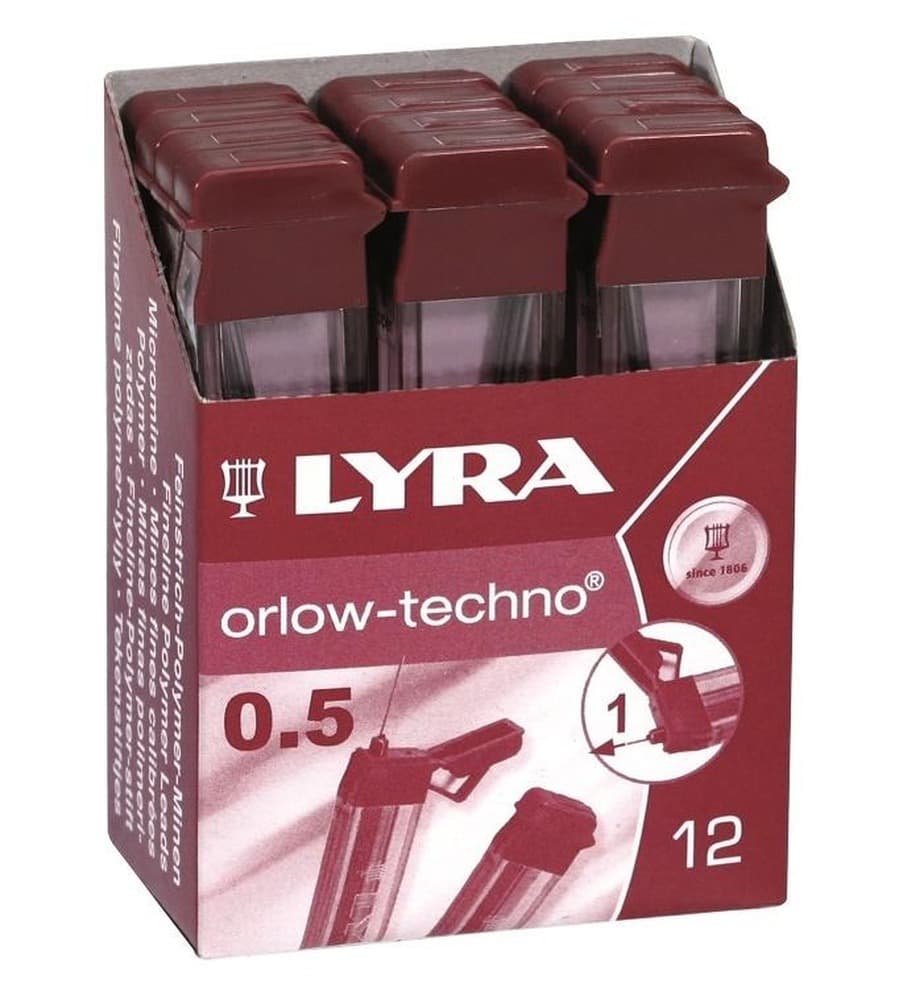 Lyra Wkłady Grafitowe 2B 0,5 mm - 12 sztuk do precyzyjnego rysowania
