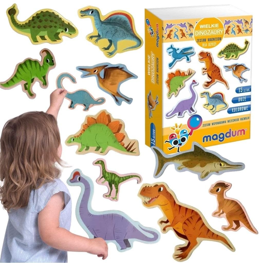 Magnesy edukacyjne Duże Dinozaury 15 elementów dla dzieci