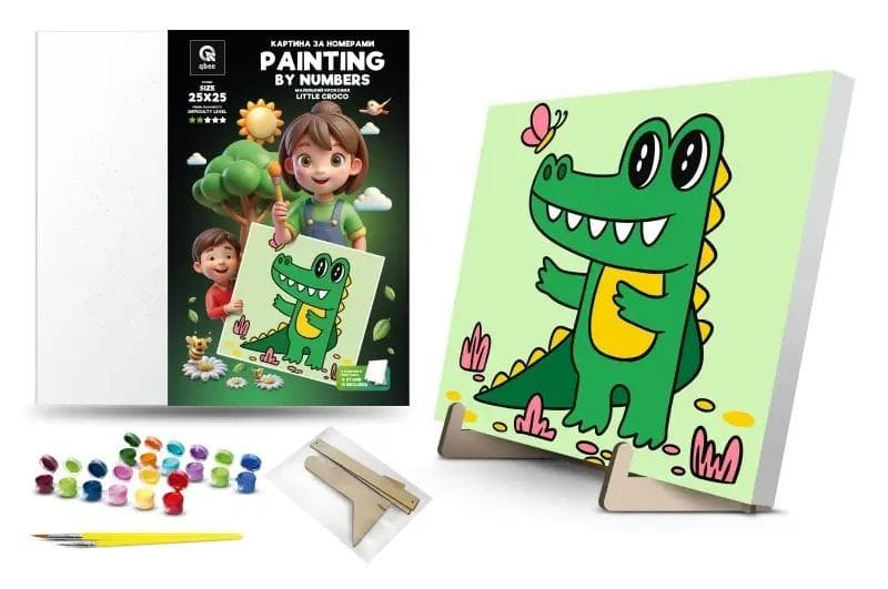 Malowanie po numerach Zębaty dino 25x25 cm zestaw kreatywny