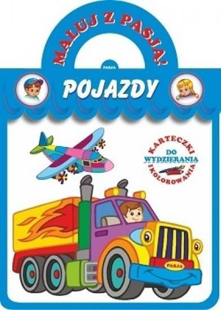 Malowanka dla dzieci Pojazdy z rączką i perforacją