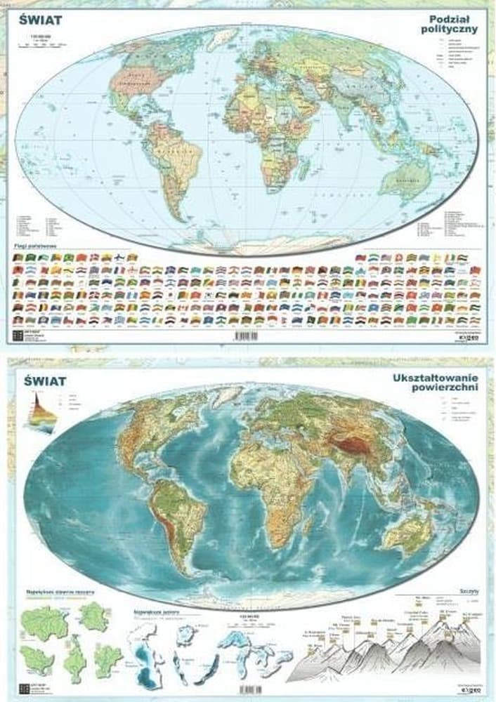 Mapa Świata A2 Dwustronna Laminowana Podkładka na Biurko