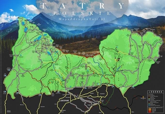 Mapa zdrapka Tatry Polskie góry pamiątka