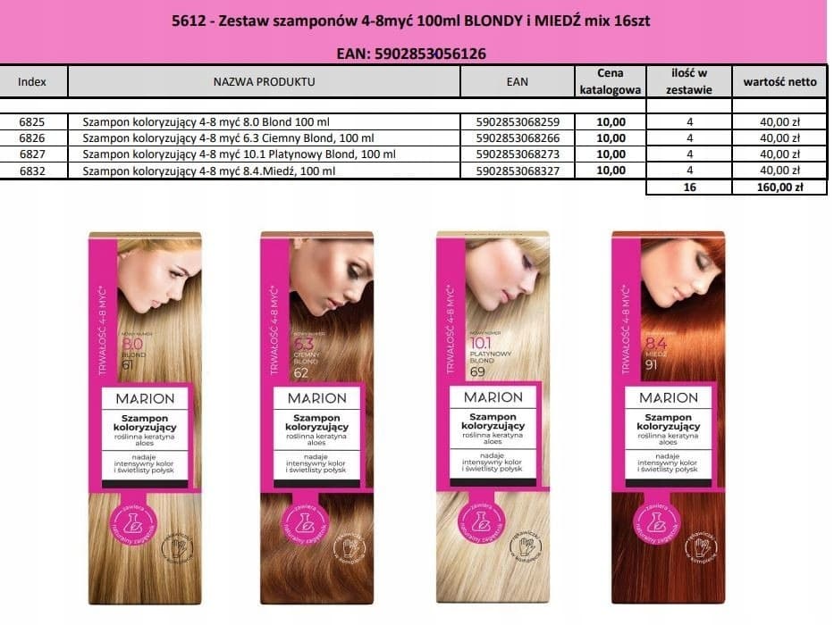 Marion Zestaw Szampon Koloryzujący Blondy i Miedzie 100 ml