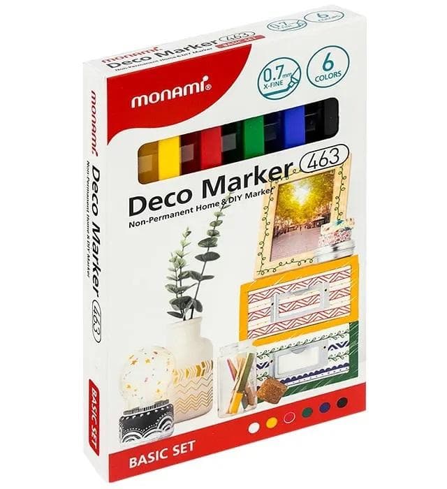 Marker akrylowy Monami Deco 463 XF 6 kolorów