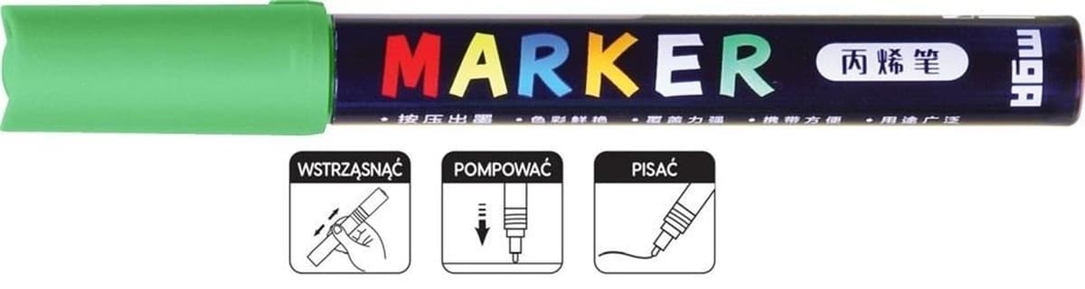 Marker akrylowy neonowy żółty 1-2mm, zestaw 6 sztuk