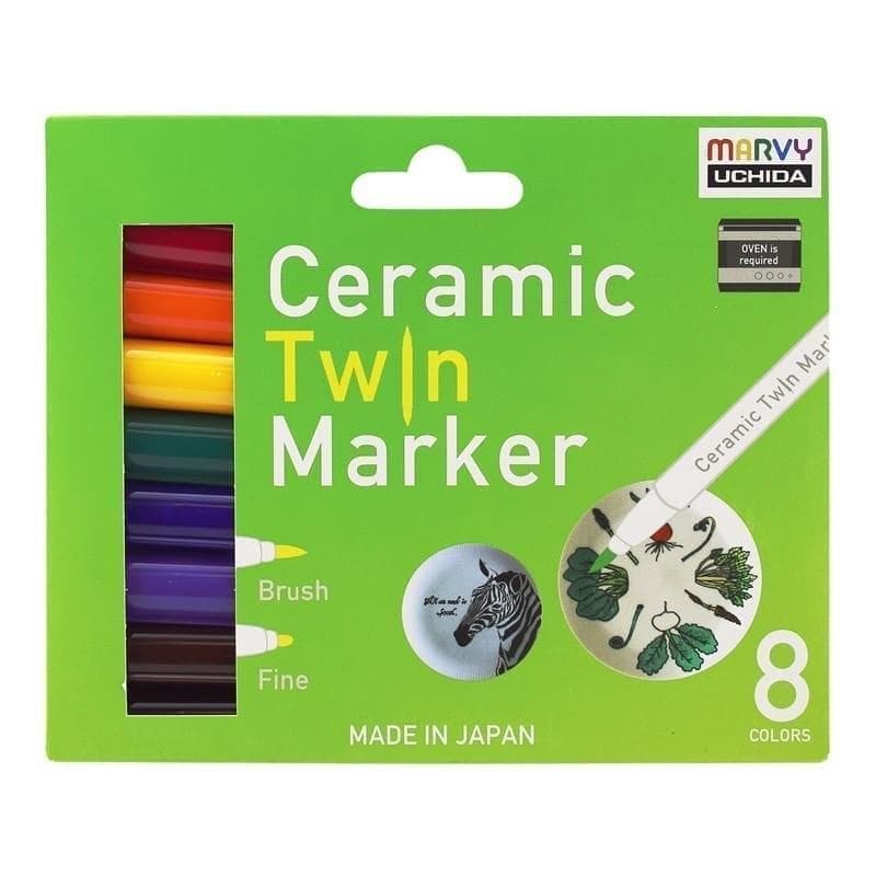 Markery do ceramiki i porcelany Primary dwustronne 8 kolorów