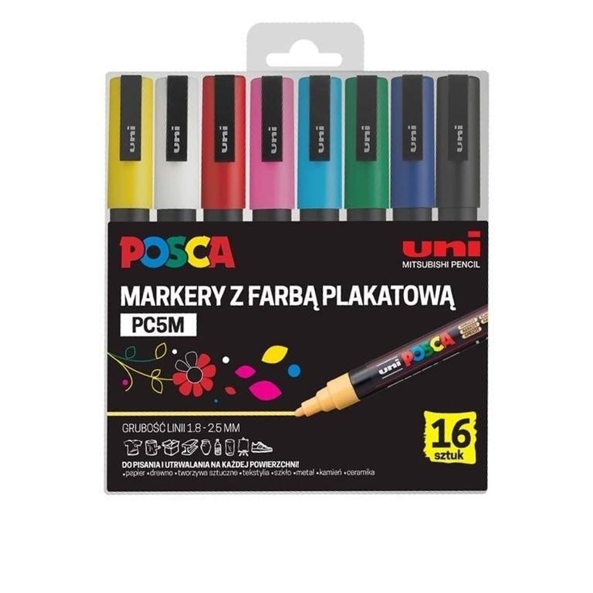 Markery plakatowe POSCA UNI PC-5M 16 kolorów