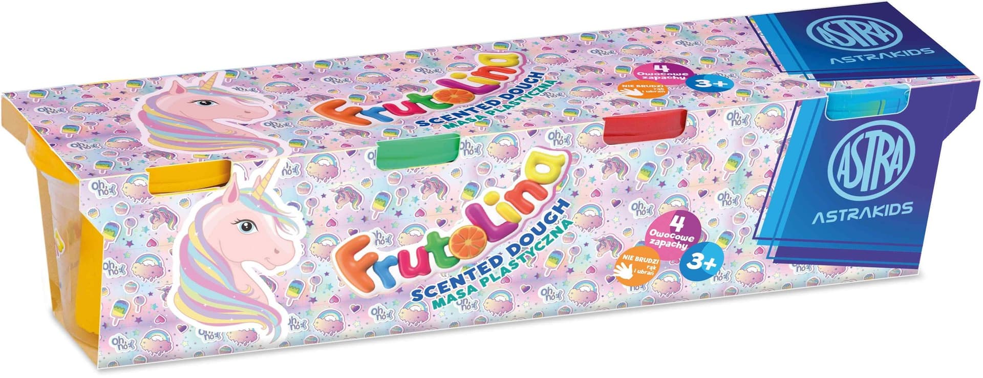 Masa plastyczna 4x100g Jednorożec Frutolina Astrafun