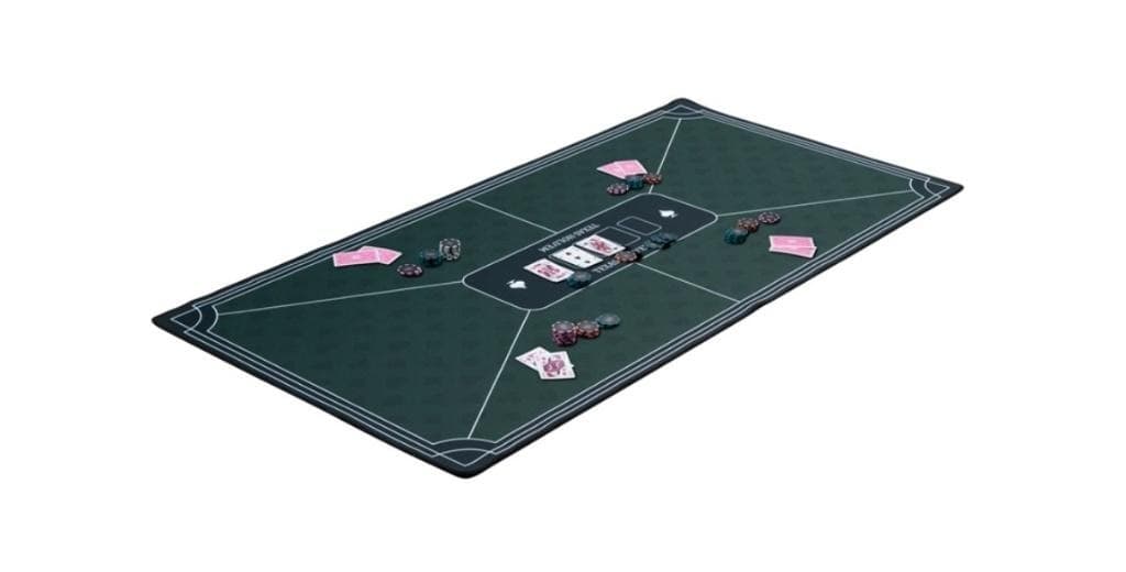 Mata do pokera zielona 118 x 59 cm z poliestru i gumy