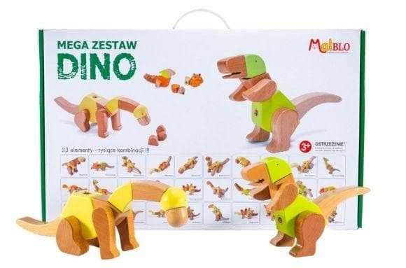 Mega zestaw konstrukcyjny Dino 33 elementy drewniane