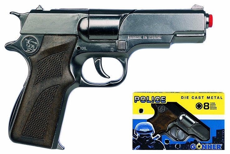 Zabawka pistolet policyjny metalowy - 8 naboi
