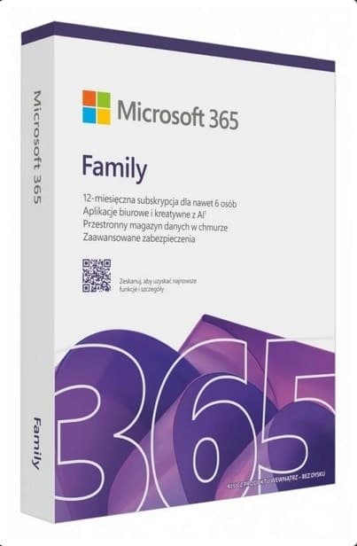 Microsoft 365 Family Subskrypcja dla 6 osób na 12 miesięcy