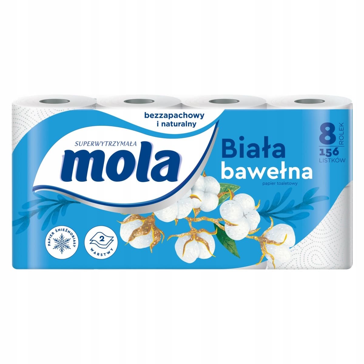 Mola Papier toaletowy biała bawełna 8 rolek