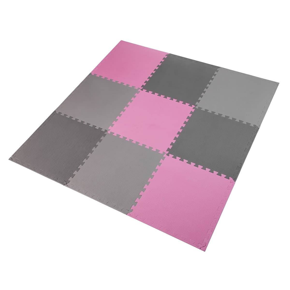 One Fitness Mata Puzzle MP10 9 Elementów 10mm różowo-szara