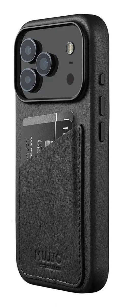 Mujjo Wallet Leather Case - etui skórzane do iPhone 17 Pro kompatybilne z MagSafe (czarne)
