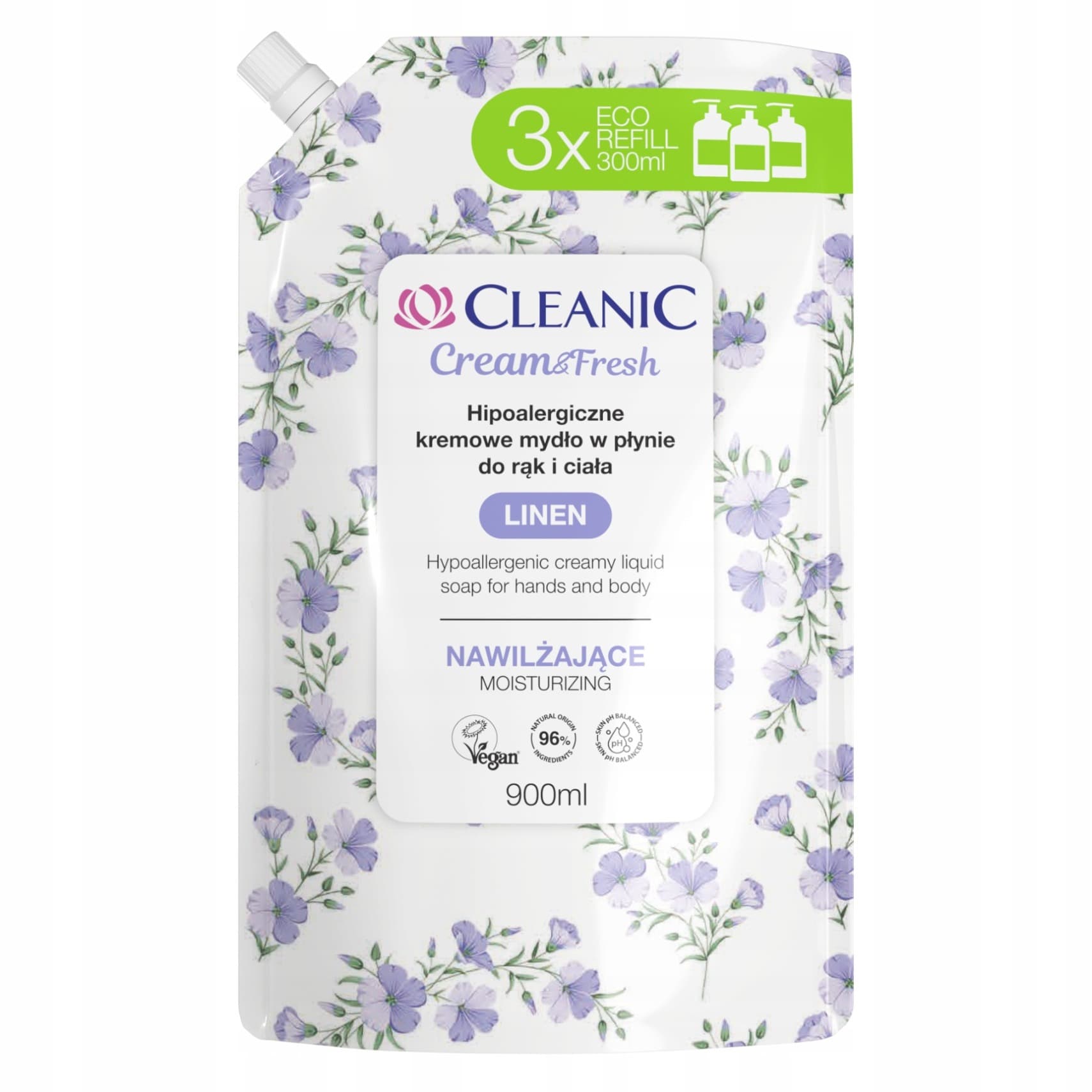 Cleanic Mydło w Płynie Fresh Linen Kremowe Zapas 900 ml