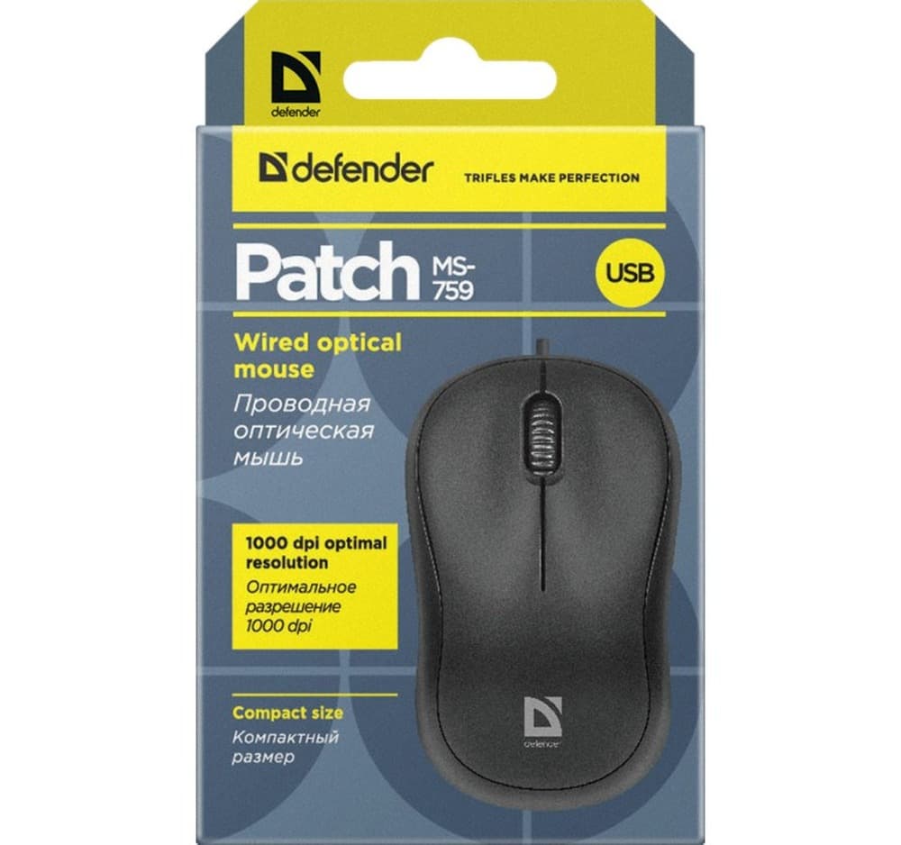 Mysz optyczna Defender Patch MS-759 1000DPI czarna