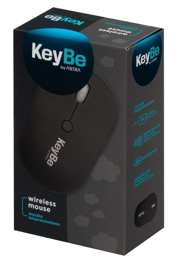 Myszka bezprzewodowa KeyBe Black 2.4 GHz z odbiornikiem USB