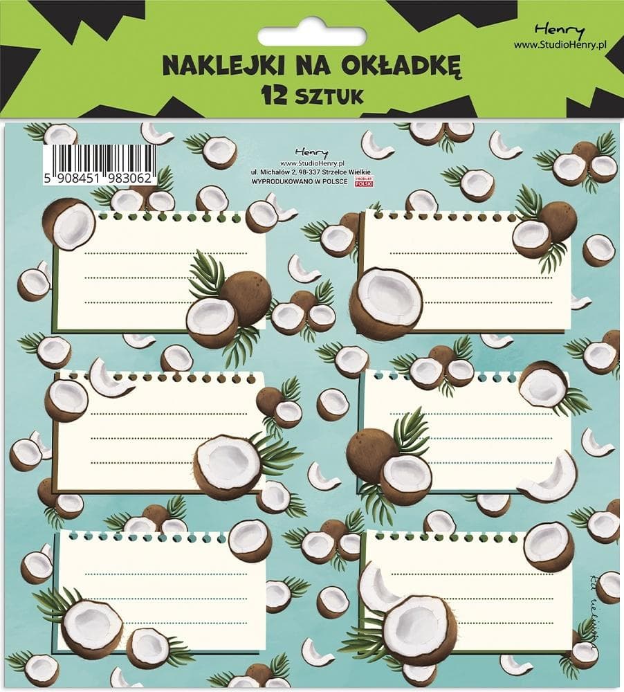 Naklejki na okładkę Kokos 12 sztuk