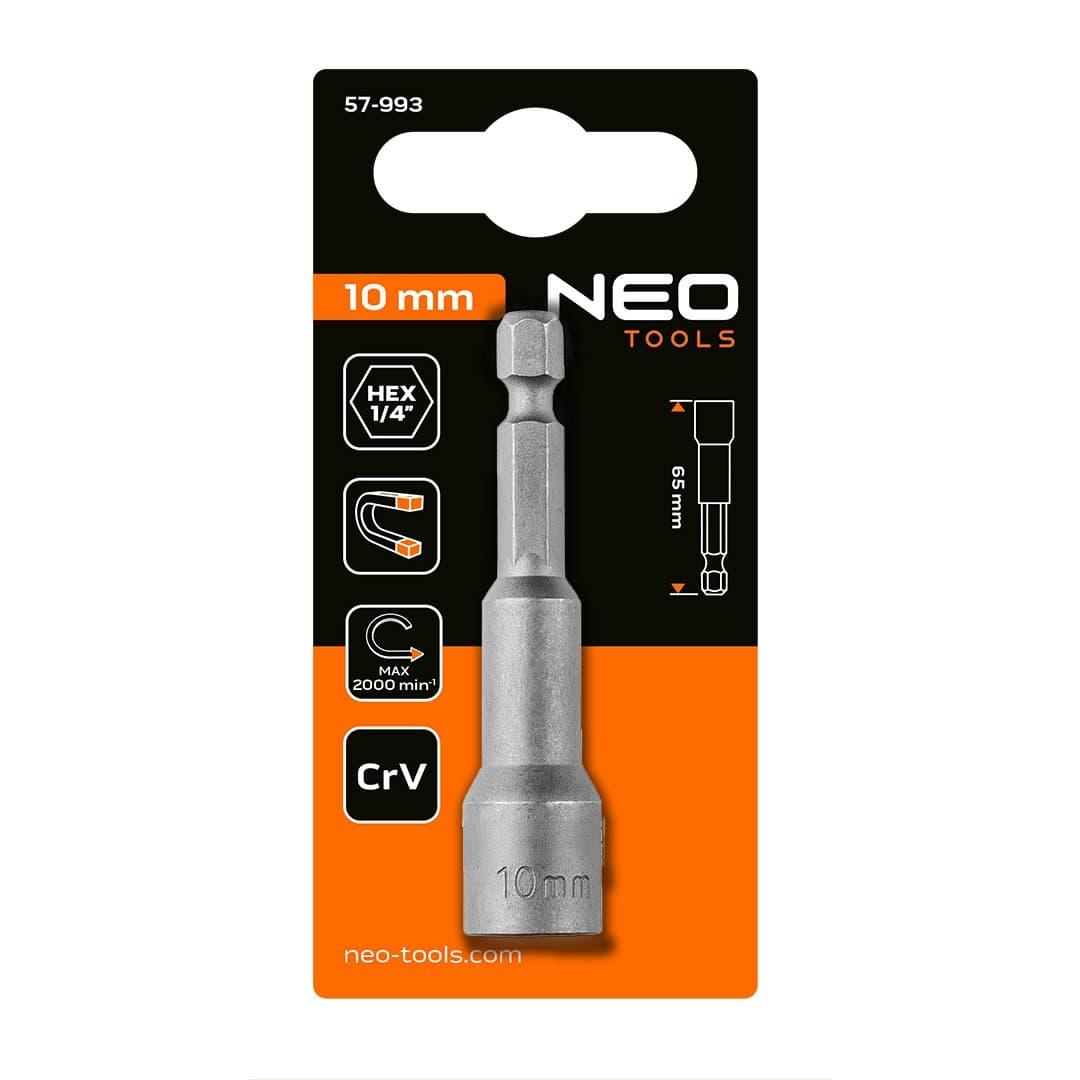 Nasadka magnetyczna 10 mm x 65 mm z trzpieniem 1/4 cala