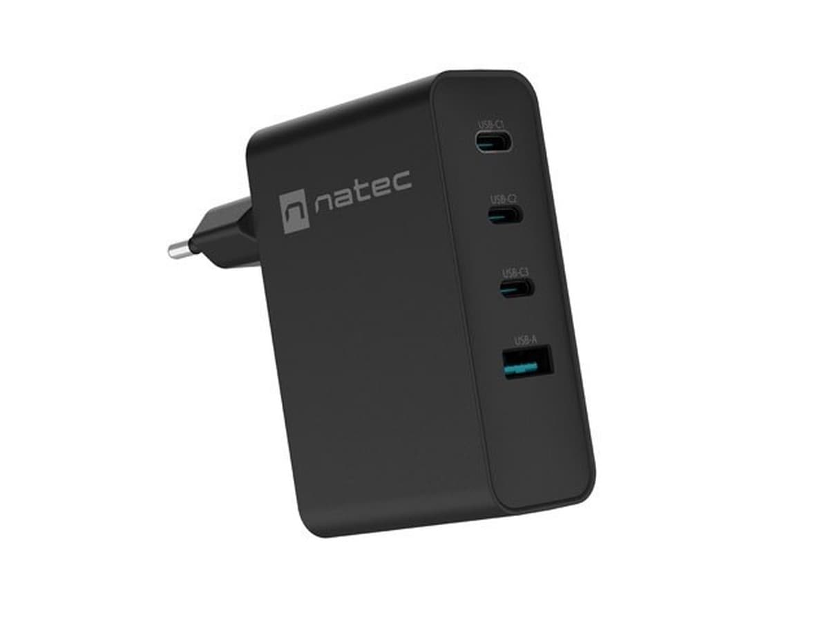 NATEC Ładowarka Sieciowa GaN 100W 3x USB-C 1x USB-A Czarna