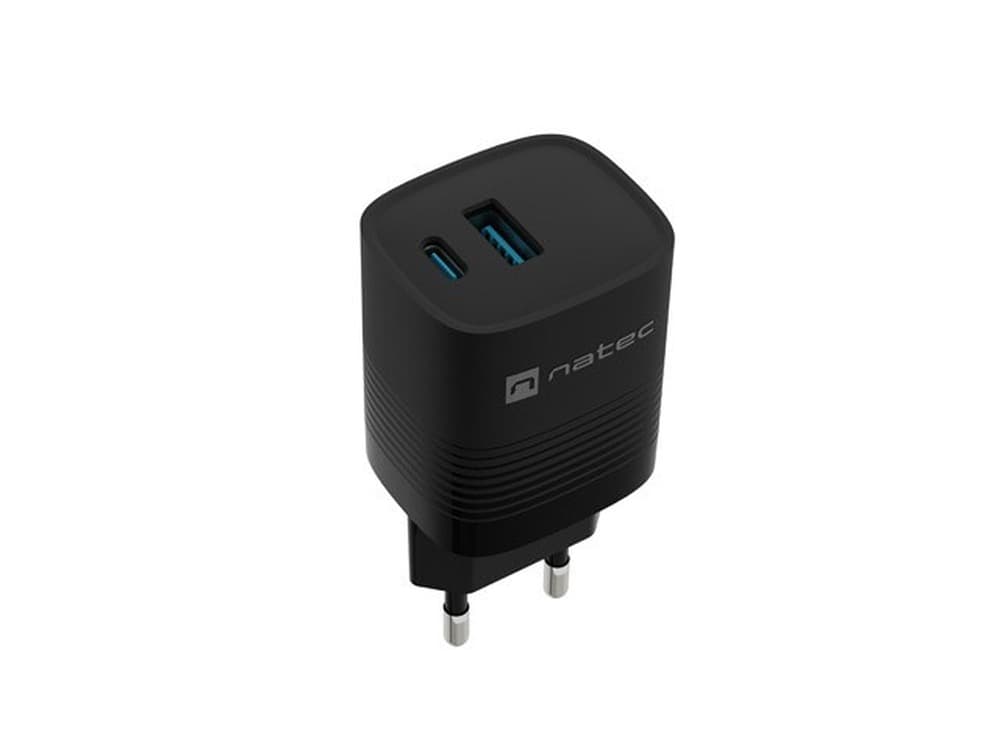Ładowarka Natec USB-A i USB-C GaN 30W czarna