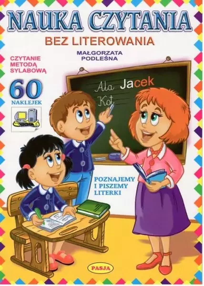 Nauka Czytania Książeczka dla Dzieci z Naklejkami Pasja