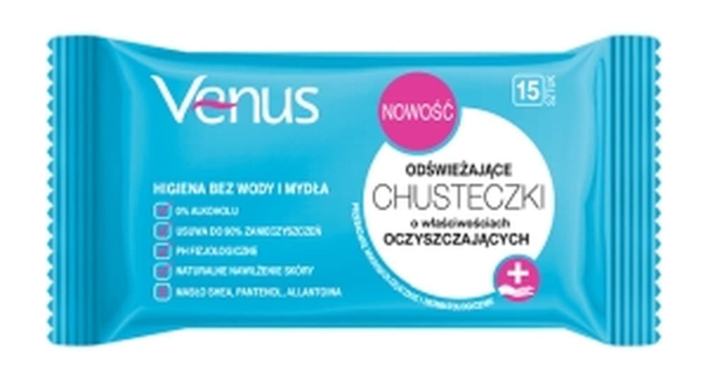 Venus nawilżone odświeżające chusteczki 15 szt.