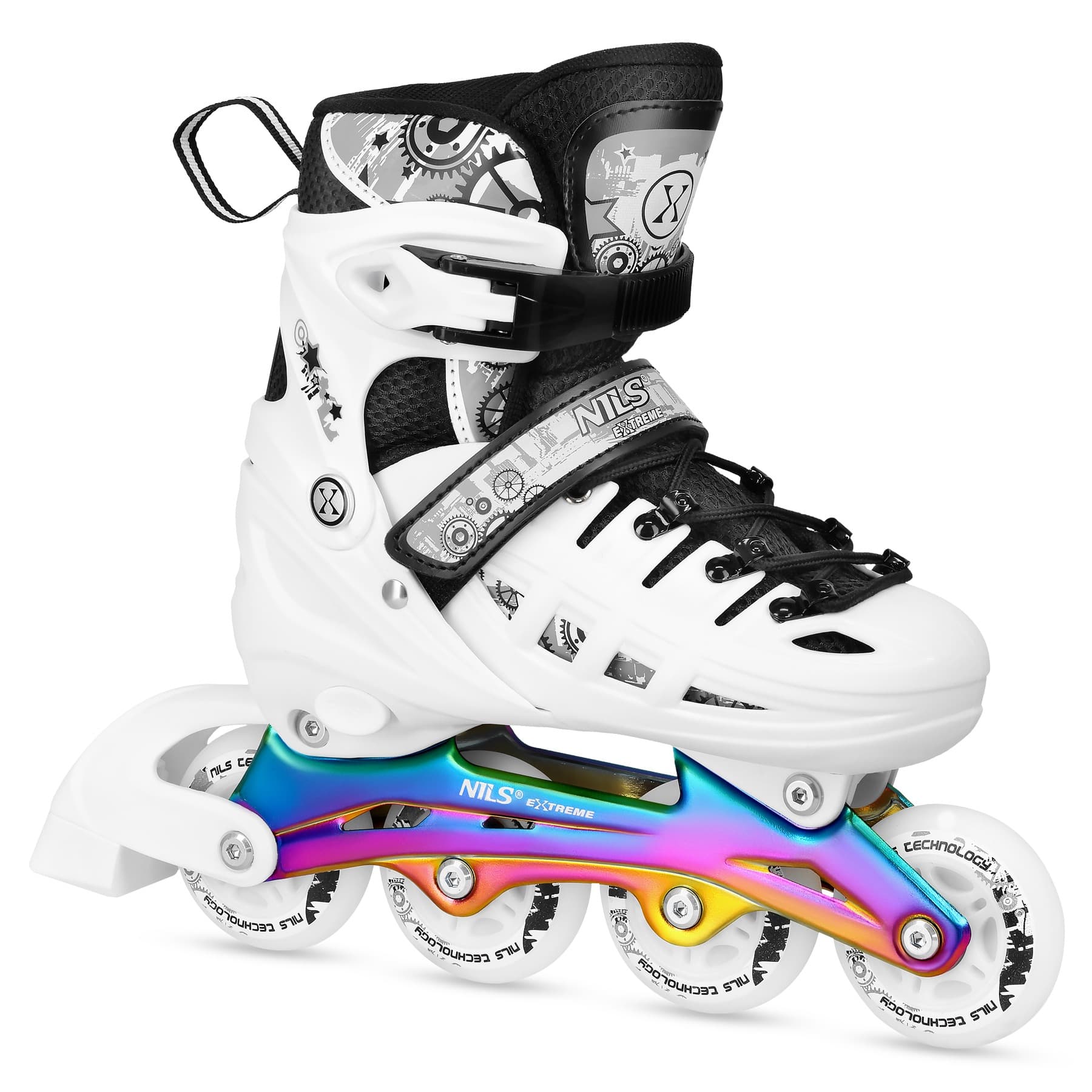 Nils Extreme NH10905 Łyżworolki 4w1 LED Białe Rainbow Rozmiar M (35-38)