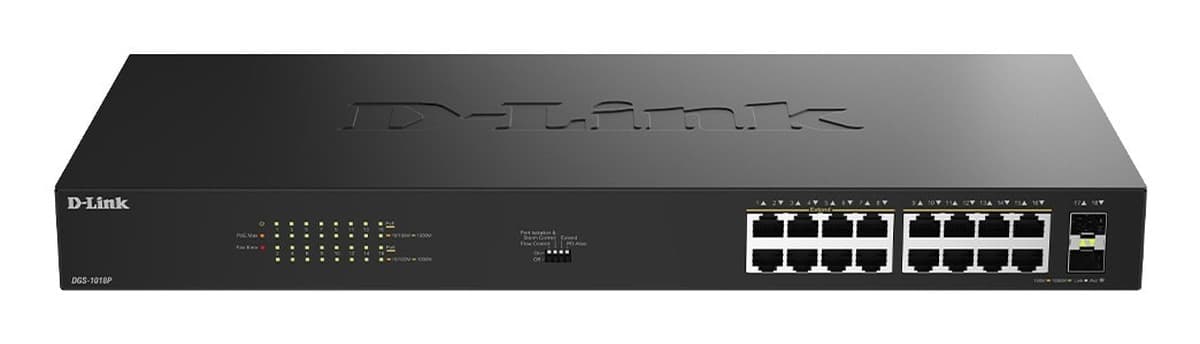 Nie zarządzany przełącznik Gigabit Ethernet D-Link DGS-1018P z PoE