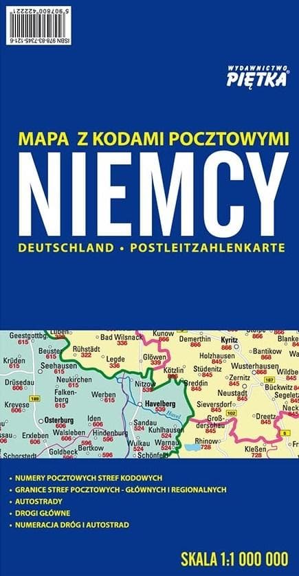 Mapa Niemiec 1:1 000 000 z kodami pocztowymi