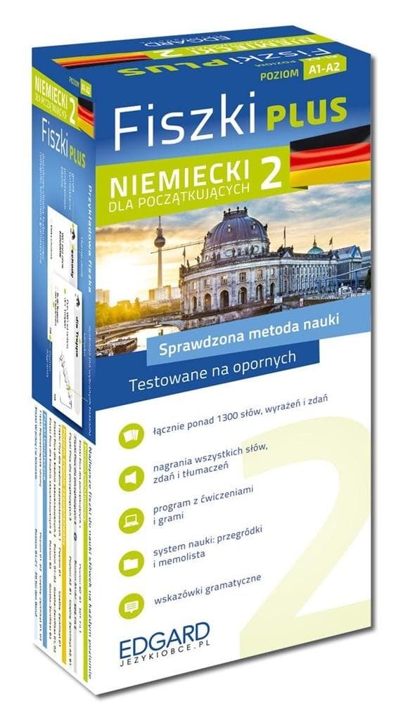 Niemiecki Fiszki PLUS dla początkujących 2 A1-A2 Edgard (600 fiszek + nagrania)