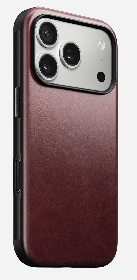 NOMAD Modern Leather Case - skórzane etui do iPhone 17 Pro kompatybilne z MagSafe, skóra Horween (burgundy)