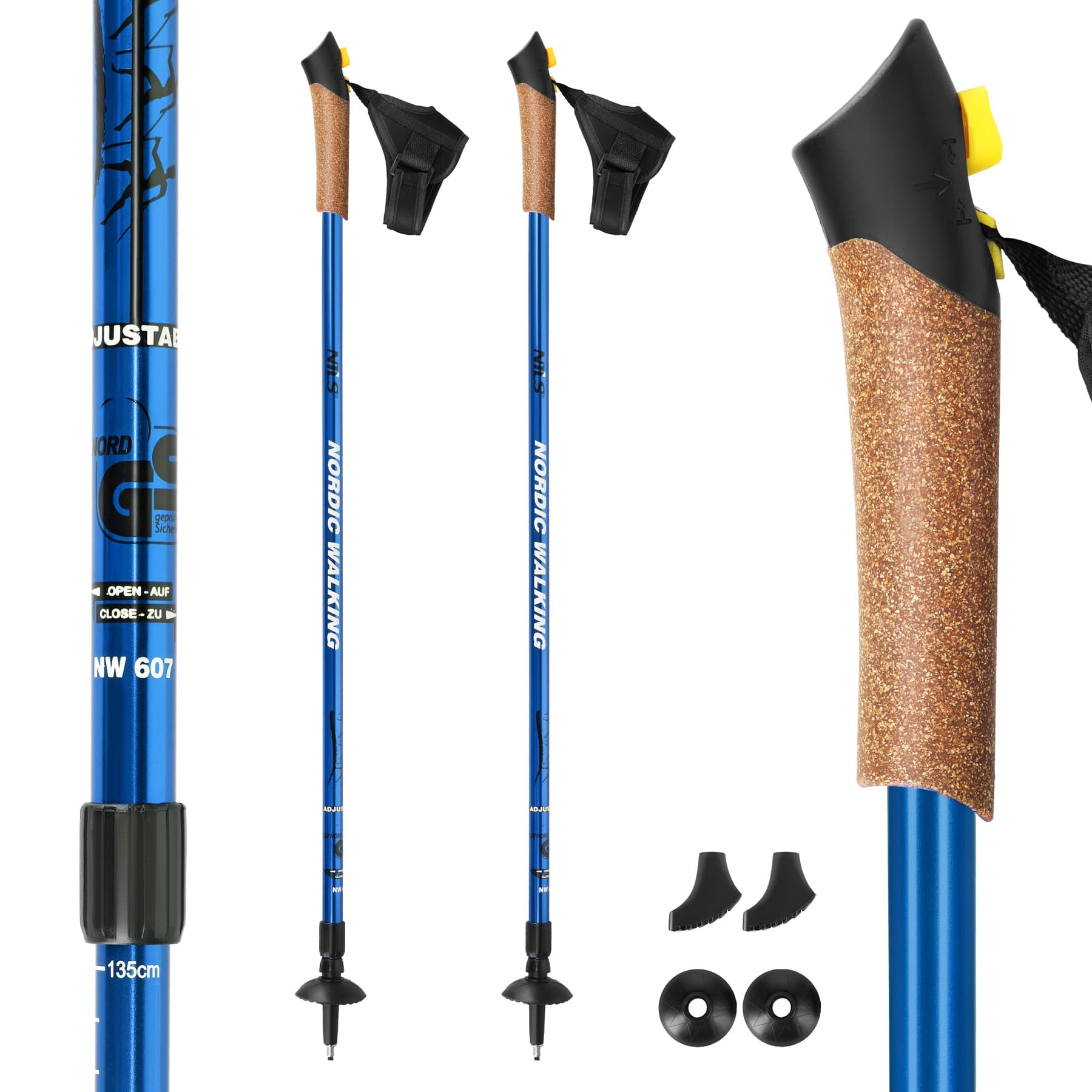 Niebieskie kije Nordic Walking Nils z regulowaną długością