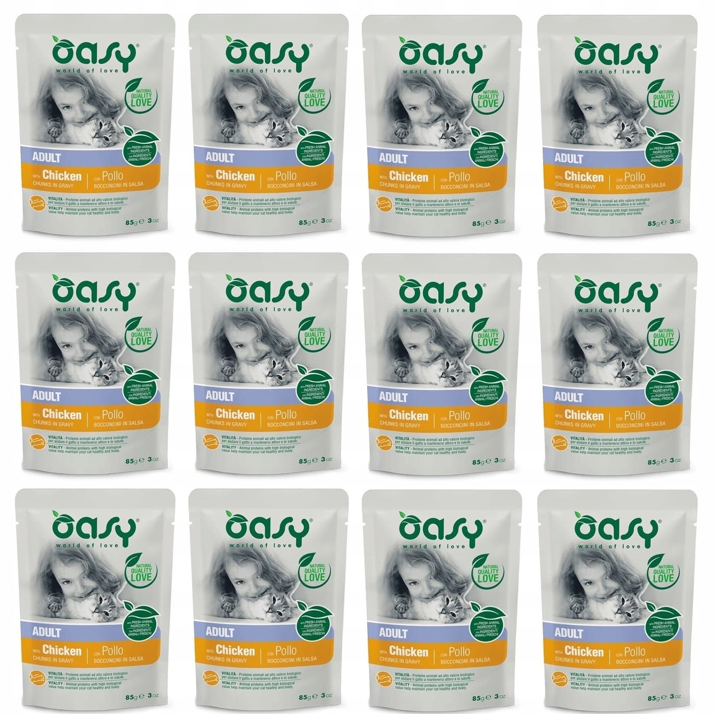 Oasy Kawałki kurczaka w sosie dla dorosłych kotów 85 g