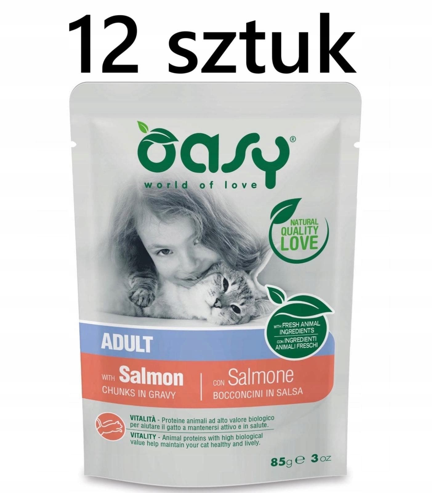 Oasy Kawałki w sosie Łosoś dla dorosłych kotów 85 g