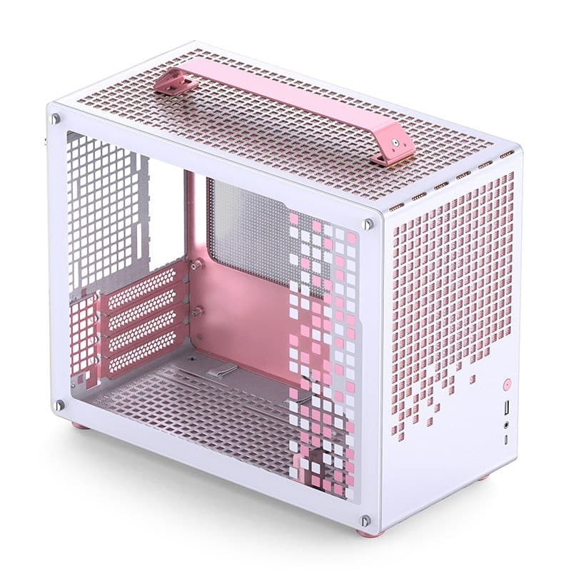 Obudowa Jonsplus Z20 MATX Handle Case biało-różowa